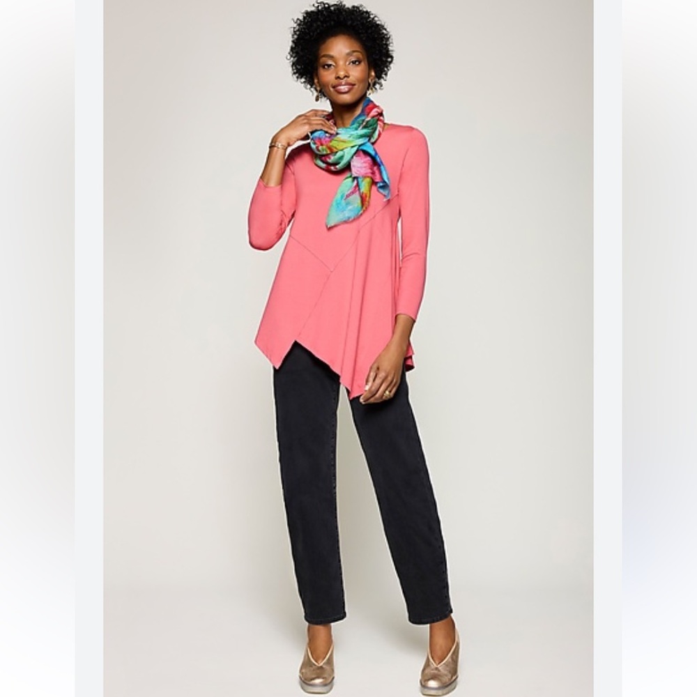 Mariella Tunic by Lisa Bayne Women's Pink Asymmetrical Rayon Top